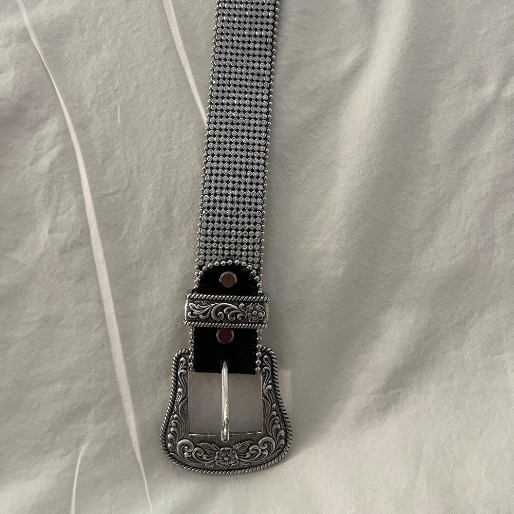 RHINESTONE BELT SILVER SIZE 32